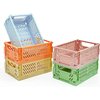 MONKISS 5-Pack Mini Baskets Plastic for Desk Organizers, Collapsible Crate Stacking Folding Storage Baskets for Home Kitchen Bedroom Bathroom Office (9.8" x 6.5" x 3.8")…