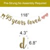 95 Years Loved Banner, Pre-Strung, Gold Glitter Paper Garlands for 95th Birthday/Wedding Anniversary Party Decorations Supplies, No Assembly Required,Gold,SUNbetterland