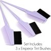 Emperor Hair Dye Brushes - 3 Angled Tint Brushes with Integrated Combs - Hair Dye Brush Applicator - Hair Root Touch Up Brush - Color Brushes for Hair Salon (Lavender Purple)