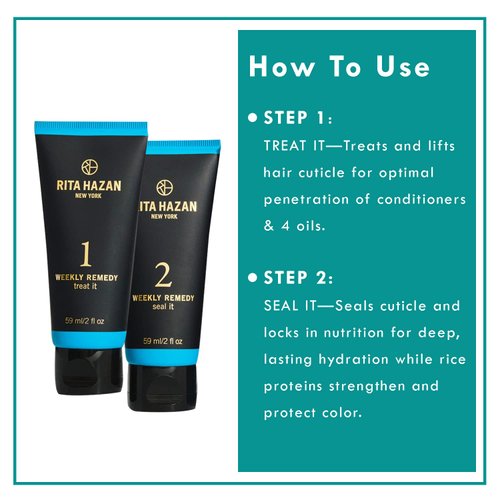 Rita Hazan Two Step Weekly Remedy Cream Kit - Deeply Hydrating & Restorative for Color Treated Hair - Hair Cream for Frizzy Hair - Hair Treatment for Dry Damaged Hair