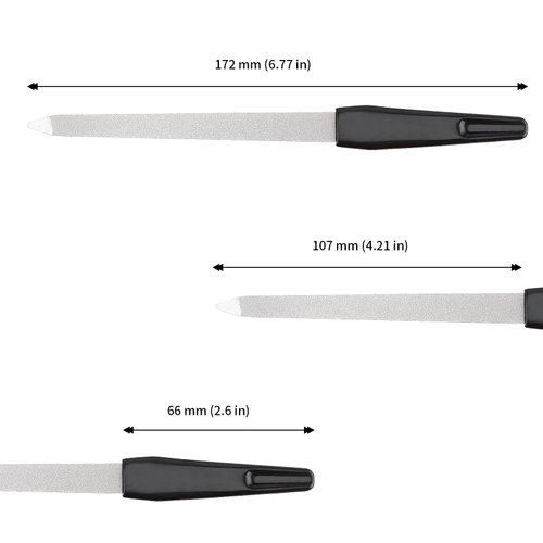 JAPCHET 12 PCS 6.8 Inch Nail File, Double Side Metal Fingernail and Toenails File, Stainless Steel Nail Care File with Handle for Woman and Men