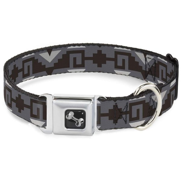 Dog Collar Seatbelt Buckle Navajo2 Grays 18 to 32 Inches 1.5 Inch Wide