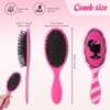 Hotop 24 Pcs Hot Pink Princess Party Favors for 8 Girls, Pink Girl Party Supplies Include 9 Inch Hair Brush for Girls Detangling Brush Pink Scrunchies Organza Bag for Makeup Kit Hair Accessories