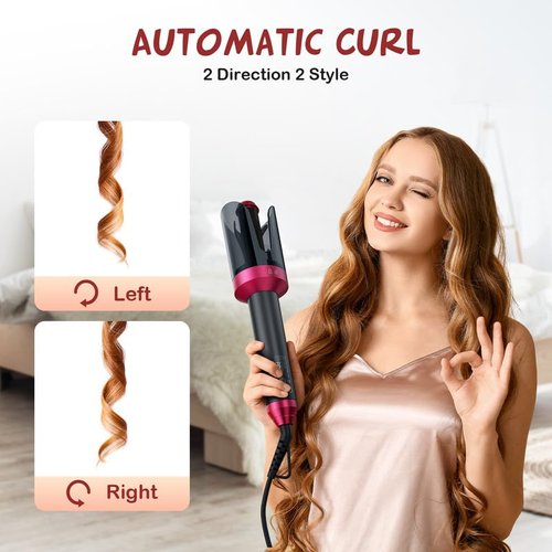 VYLTO Automatic Curling Iron Curling Wand, Auto Hair Curler with 1 inch Ceramic Ionic Barre, 4 Gears Heating Temperatures, Auto Shut-Off and Anti-Scald, Fast Heating for Hair Styling-F38