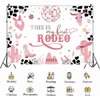 West Cowgirl Theme Birthday Party Background Wild West Party Supplies This is My First Rodeo Banner Girl Birthday Party Cow Print Pink Cactus Western Girls Party Decoration Supplies (6X4FT)