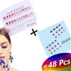 Eitonbu 2 sets 48 pcs Crack Gradient pattern French Square Press on Nails,Fake Nails with Nail Glue,Stick Glue on Nails False Nails Acrylic Nails for Women(Wine Red Gradient，Purple blue Gradient)…