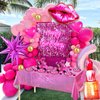 Winrayk Hot Pink Birthday Party Decorations for Girls Women Pink Balloon Garland Arch Kit with Sequin Backdrop Tablecloth Lipstick Lip Heart Starburst Foil Balloons Princess Birthday Party Decorations