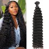 lianlian Deep Wave Bundles Human Hair Weave single Bundles Deep Curly Brazilian Virgin Hair12A Grade Unprocessed Human Hair Extensions Wet And Wavy 1 Bundle 24 Inch Natural Black