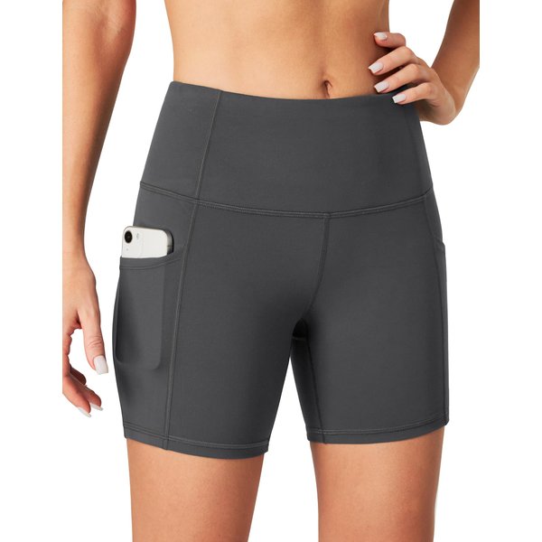 Heathyoga Biker Shorts Women Tummy Control 5" Workout Shorts Women with Pockets High Waisted Spandex Shorts for Gym Yoga