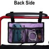 Wheelchair Side Organizer Storage Bag Armrest Pouch with Cup Holder and Reflective Stripe Use Waterproof Fabric, for Most Wheelchairs, Walkers or Rollators (Purple)