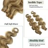 Smavida Tape in Hair Extensions 22" #18 Ash Blonde to #613 Blonde Highlights Balayage Remy Human Hair 60g 20Pcs/Pack Body Wavy Seamless Skin Weft Glue in Extensions…
