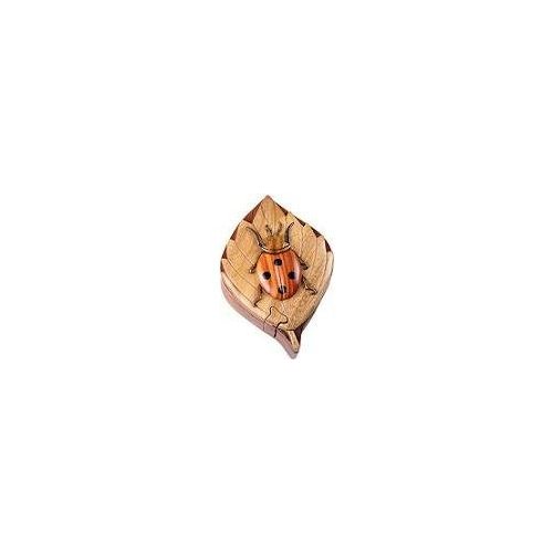 Lady Bug - Secret Wooden Intarsia Puzzle Box - Handcrafted from Natural Exotic Woods