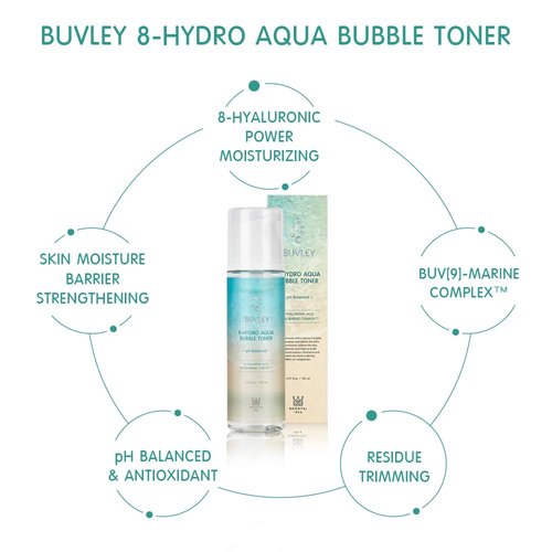 [BUVLEY] 8-Hydro Aqua Bubble Innovative Facial Toner, Deep Hydrating, Moisturizing, Anti Aging - Cruelty Free, Made in Korea Pack of (1)