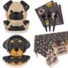 Dog Party Decorations, Dog Shape Plates, 81Pcs Doggy Party Supplies for Dog Kid Birthday, Includes Dog Plates, Let's Pawty Tablecloth, Napkins, Forks, Serves 20 Guests
