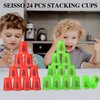 SEISSO Stacking Cups Games, 24pcs Cup Stacking Set Classic Stack Training Game Toys for Boys Girls Kids Stack Cups (12 Pack Green + 12 Pack Red)