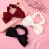 CustomyLife 3pcs Silk Bow Scrunchies Black Red White Bowknot Hair Ties Ropes Elastic Bands Ponytail Holder Wedding Bachelorette Party Accessories for Thick Thin Long Hair Women Teen Girls