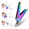 Acrylic Nail Tips Clipper UV False Nails Cutter Fake Nail Tips Clipper Trimmer Stainless Steel Cuticle Pusher Scaper Peeler 2 Pcs Manicure Tools Kit (Rainbow Color)