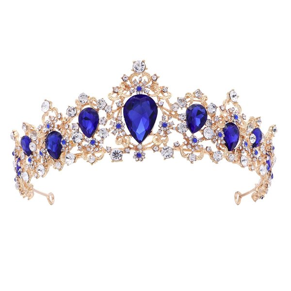FRCOLOR Tiara Crown for Women,Rhinestone Tree Branch Queen Crowns Wedding Tiaras Crowns Headband (Blue)