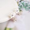 Sttiafay Vintage Crystal Flower Earrings Rhinestone Leaf Drop Earrings White Camellia Stud Earring Gold Cz Flower Bridal Earrings Jewelry for Women and Girls