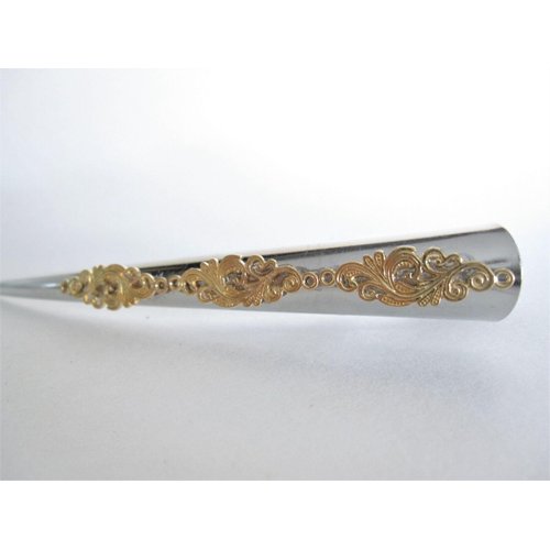 Generic Silver and gold tone metal filigree alligator hair claw clip clamp (Length: 5), 1 Count (Pack of 1)