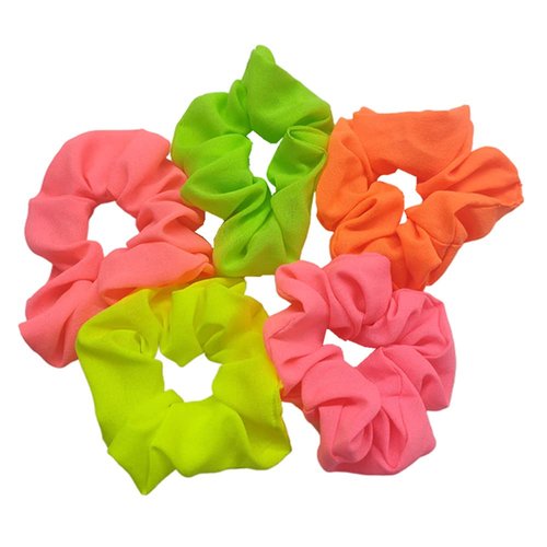 Neon Green Hair Scrunchies Elastic Hair Bands Solid Colors Hair Ties Ponytail Holder Ropes for Girls Women Hair Accessories (5 Pack)