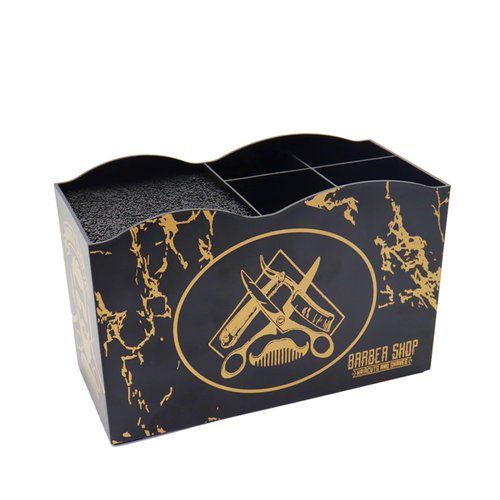 Flytreal Scissor Holder Barber Shear Holder Box, Hair Salon Barber Supplies Acessories Tool Station Desk Organizer Case, Combs Clips Stand Holder Storage for Stylist Groomers Hairdressers (Black)