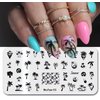Summer Nail Art Stamping Plates Palm Coconut Tree Pattern Designs Nail Stamp Templates Holiday Nail Decorations DIY Stainless Steel Nail Image Polish Template Nail Supplies for Women