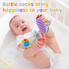 Yeeeasy Baby Rattle Cotton Socks and Wrist Rattle Strap Set, Infant Toys 0 3 6 9 12 Months, Baby Gifts for Boys and Girls, Develop Babies Sensory Toys