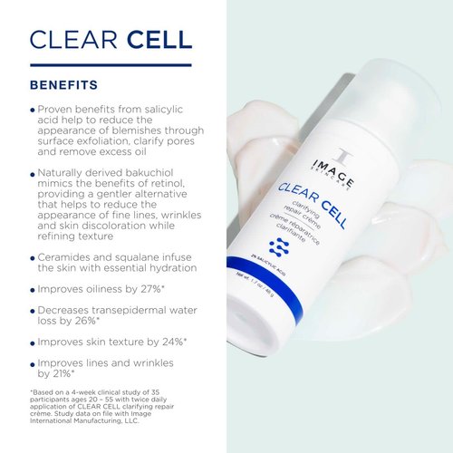 IMAGE Skincare, CLEAR CELL Clarifying Repair Crème, Facial Night Cream Gel Moisturizer for Oily Prone Skin, 1.7 oz