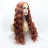Xiweiya Copper Red Lace Front Wigs Long Loose Wavy Curly Lace Wig Middle Part Auburn Synthetic U Part 1*4 Lace Front Wigs Natural Hairline Heat Resistant Fiber Wig High Density Hair for Women 26 Inch…