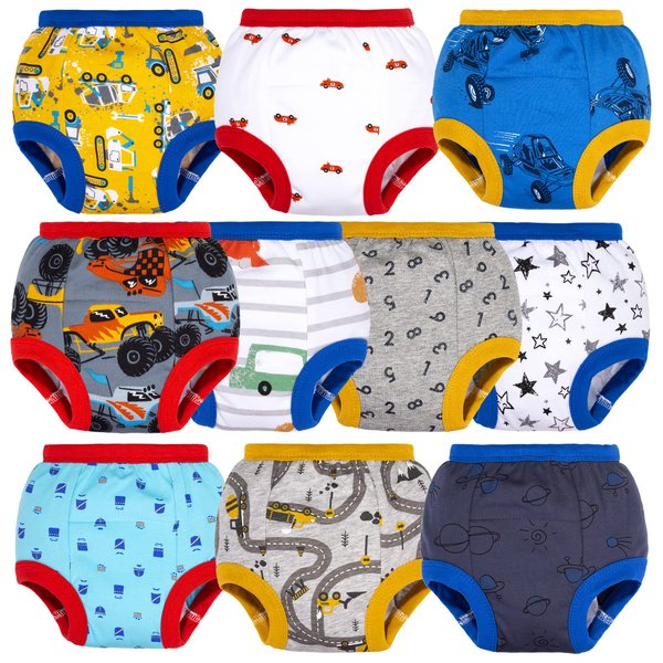 BIG ELEPHANT 10 Pack Toddler Potty Training Pants, Absorbent Underwear for Baby Boys, 3T