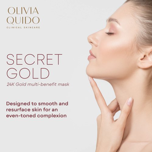 OLIVIA QUIDO Clinical Skin Care Secret Gold 24K Mask | Anti-Aging Night Cream for Face and Neck | Tightens Wrinkles & Fine Lines | Whitens Dark Spots, Melasma & Acne Scars | Non-Comedogenic Night Mask