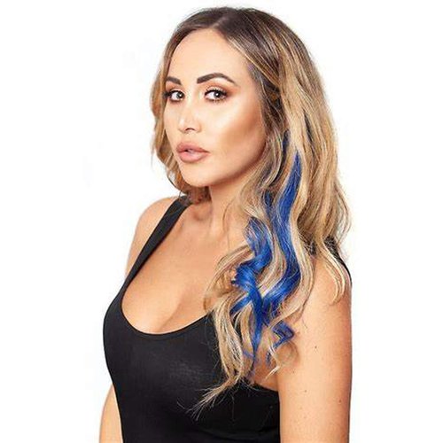 Colored Hair Extensions Party Highlights, Curly Wavy Hairpiece Clip in Synthetic Streak for Kids Girls Women Wavy Curly, Party Highlights 20 Inch ((12Pcs Purple))