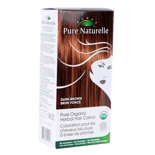 Manas Pure Naturelle Pure Organic Herbal Hair Colour - Natural Hair Dye for Men and Women with 100% Grey Coverage (Dark Brown)