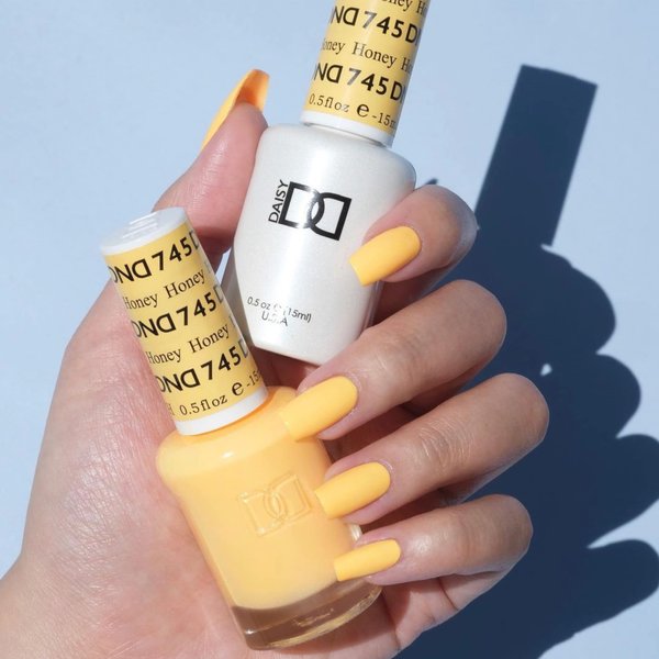 DND Gel Polish Set - 1 each of Yellow Gel Polish and Yellow Nail Polish, 745 Honey, 0.5 Fl Oz