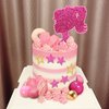 36 PCS Hot Pink Girl Cake Topper Balls Cake Decorations with Pink and Gold Balls Shiny Stars for Wedding Baby Shower Anniversary Girl Birthday Themed Party Supplies (Stars)