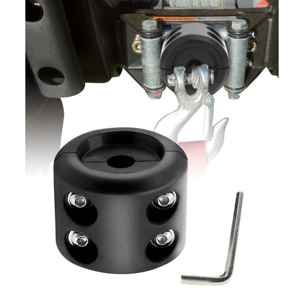 ESEWALAS Rubber Winch Stopper,Winch Cable Hook Stopper,Rubber Rope Line Saver,Winch Cable Hook Rubber Stopper with Stainless Steel Screws and Nuts,Rubber Hook Stopper for Synthetic Winch Rope (Black)