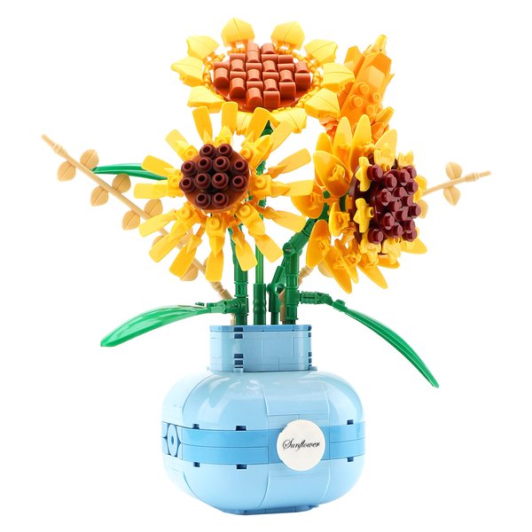 LUKHANG Sunflower Building Blocks Set Flower Bouquet with Vase for Adults Building Toys for Girls Boys Home Decor - 559PCS 12+
