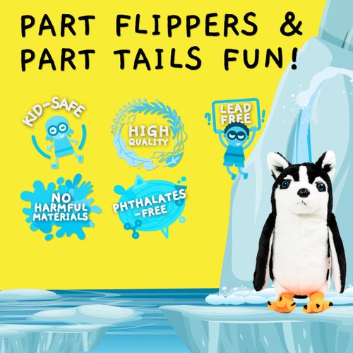 Randimals Mini Stuffed Animals - Penguin & Husky Dog Hybrid Mini Plushies - Cute Plushies for Girls & Cuddly Small Stuffed Animals for Boys - P-Dawg Little Plush Stuffed Animals for Kids & Kidults