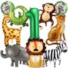 10pcs Jungle Safari Animal Balloons, Cute Jungle Theme Zoo Party Supplies Monkey Elephant Zebra Leopard Crocodile Giraffe Shaped for Birthday Party Decor (Number 1)