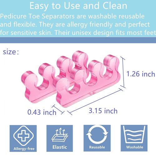 ZaxSota Pedicure Toe Separators,Toe Separators for Nail Polish, Toe Nail Separator, Repeatable Washable Toenail Dividers to Relieve Orthopedic Bunion,2 Pairs