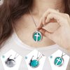 YOUFENG Essential Oil Necklace Diffuser Family Tree of Life Necklace Pendant Aromatherapy Locket Mother's Day Gifts (Cross diffuser necklace)