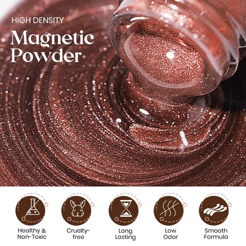 MIZHSE Cat Eye Gel Nail Polish: Brown Magnetic Gel Polish with Magnet Stick, Maillard Style Magic Effect Galaxy Shimmer Glitter Holographic Nail Gel Soak Off Nail Art Salon Manicure Home
