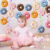 34 Pcs Donut Party Decorations Include 2 Pcs Donut Garland Banner and 32 Pcs Donut Hanging Swirl Party Supplies for Birthday Baby Shower Grow Up Party Favors