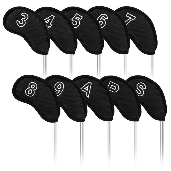 Craftsman Golf 10 pcs/Set Meshy Golf Iron Headcovers Set for Taylormade Callaway Ping (Black)