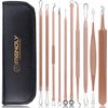 Pimple Popper Tool Kit, MENOLY 10 Pcs Blackhead Remover Comedone Extractor Acne Removal Kit for Blemish, Whitehead Popping,Zit Removing for Nose Face Tools with a Leather Bag (Rose Gold)