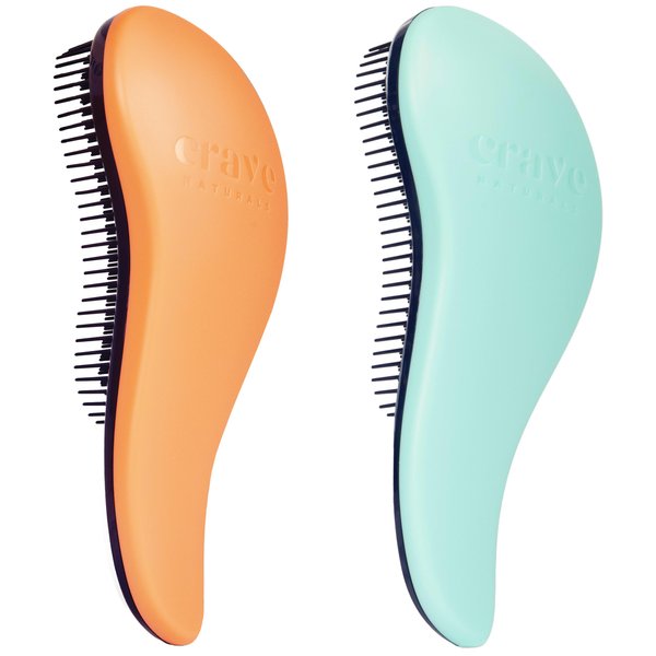 Crave Naturals Glide Thru Detangling Brush for Adults & Kids Hair - Detangler Brush for Natural, Curly, Straight, Wet, Dry Hair - For Men & Women, Little Girl Hair Accessories, Coral/Turquoise Bundle