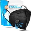 Face Mask Black Disposable Face Mask with breathing-valve 10 Pack | Black Face Mask for Protection 5 Layer Non-Woven | Face Coverings for Men and Women Lightweight and Comfortable on Skin