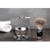 GRUTTI Premium Shaving Brush Set with Luxury Badger Brush, Soap Bowl and Manual Mens Razor, Shave Stand Holder Compatible with Fusion 5, Best Gift for Men- Wooden Handle