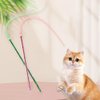 2PCS Mice Tail Cat Teaser Toys, Interactive Cat Wand Toys with 2 Tail Refills, Wiggling Tail Cat Chasing Toys for Cats Kittens Birthday Christmas